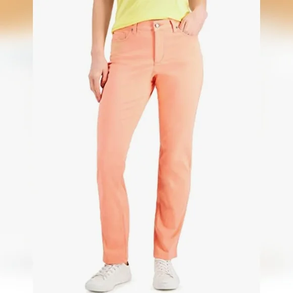 NWT Charter C Women's Petite Lexington Straight-Leg Jeans Coral Sandy Pink 16P - Picture 1 of 6